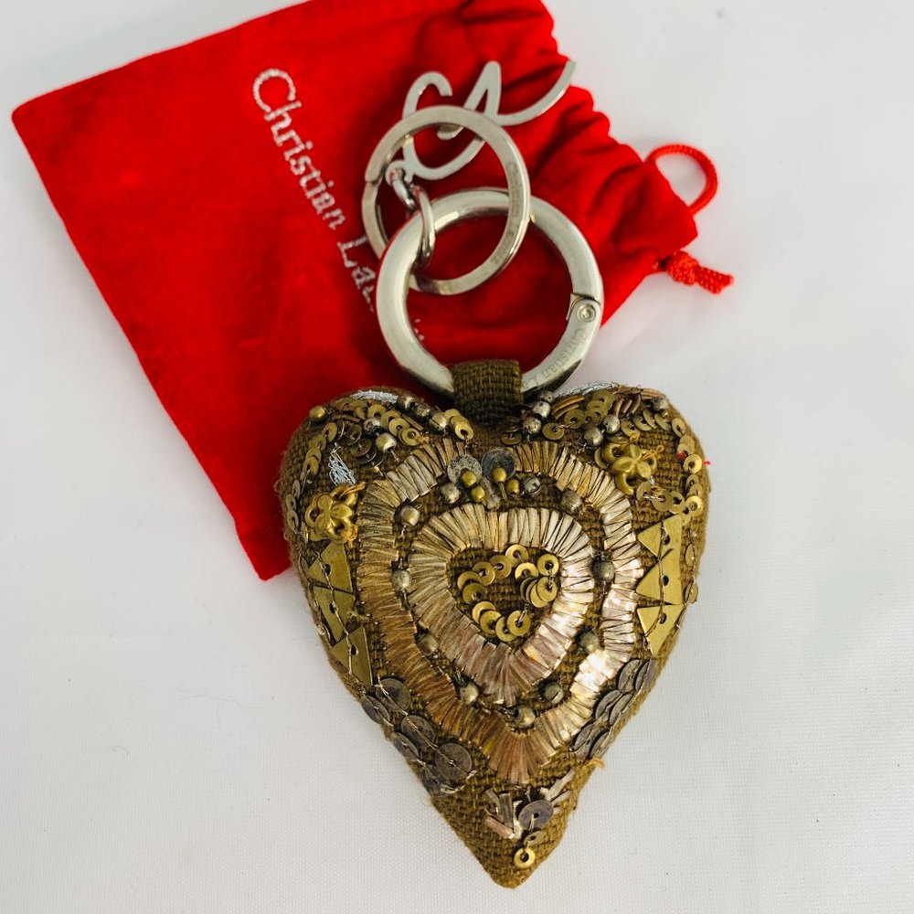Christian Lacroix embroidered linen key chain